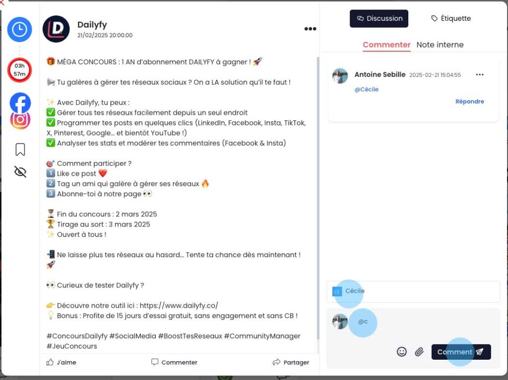 mentionner un collègue à un post