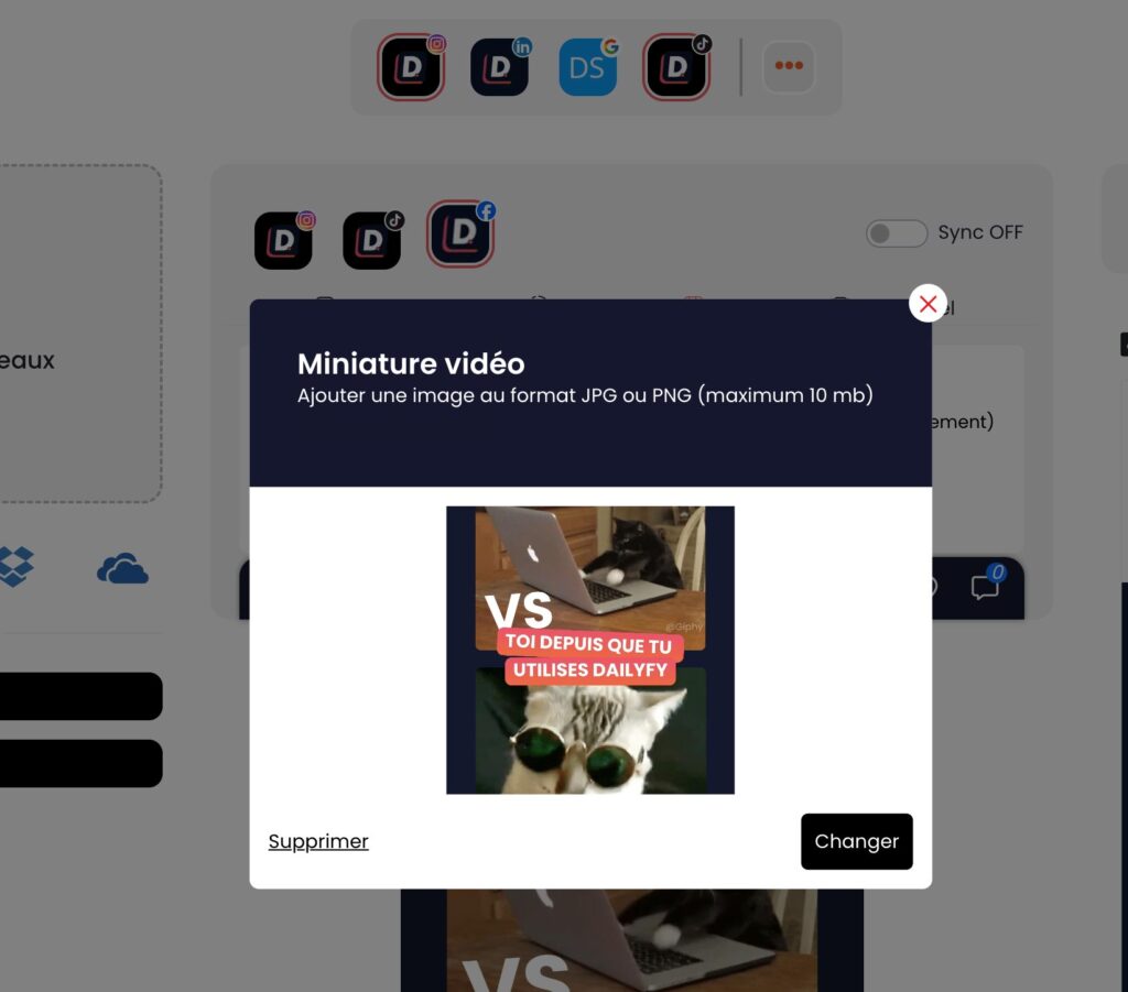 Ajouter miniature vidéo Reel FBK