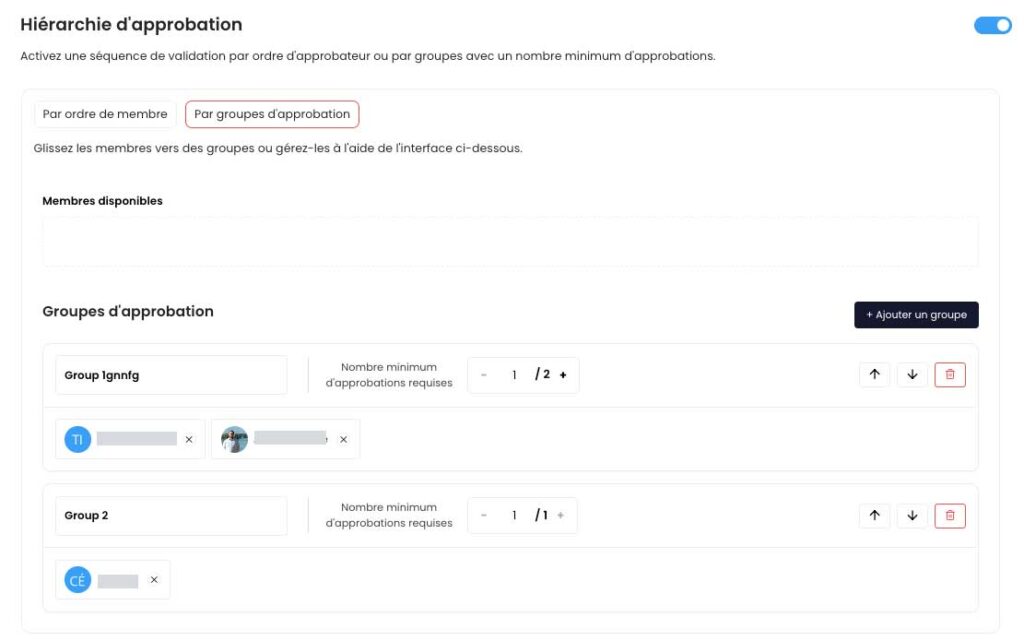 approbation des posts par hiérarchie de groupe/équipe