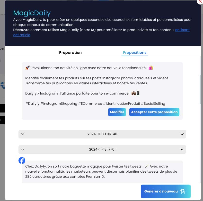 Résultat MagicDaily rédaction