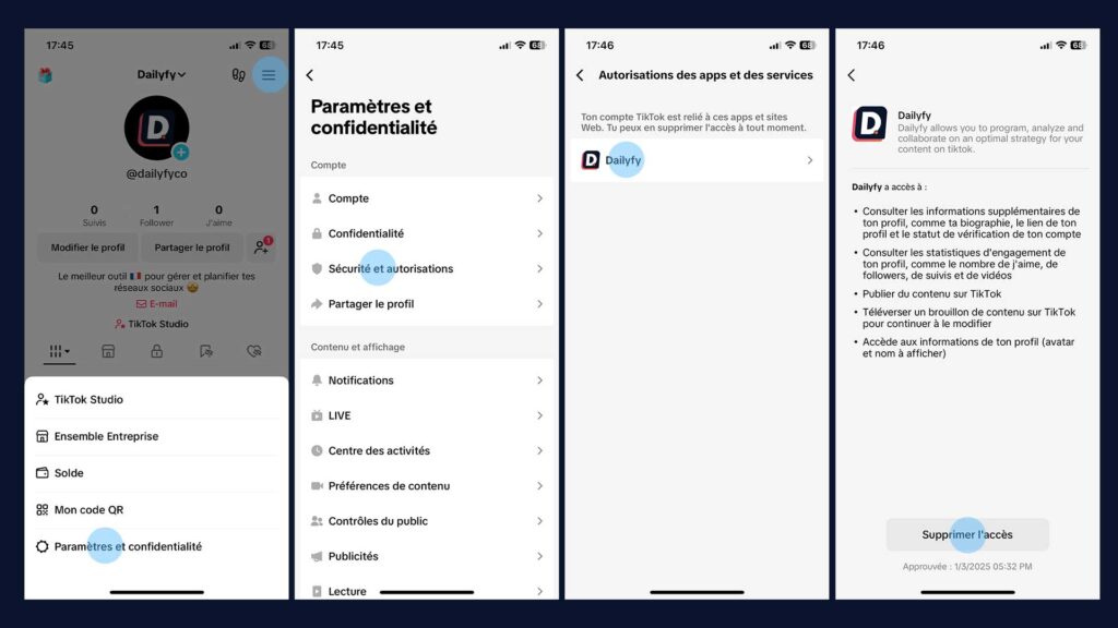 Délier Dailyfy à Tiktok
