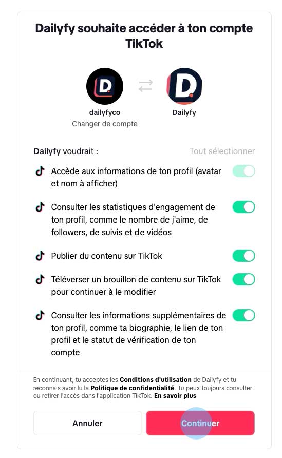 autorisation Tiktok