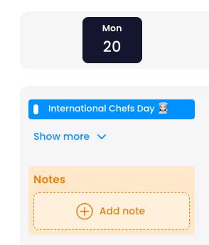 Note editorial calendar